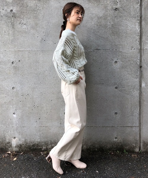 one after another NICE CLAUP(ワンアフターアナザーナイスクラップ)の「ハイウエストデニムパンツ(デニムパンツ・レディース・アイボリー/ネイビー/ベージュ/ブラック・SMALL/MEDIUM)」の6枚目の写真