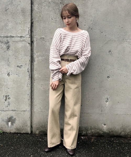 one after another NICE CLAUP(ワンアフターアナザーナイスクラップ)の「ハイウエストデニムパンツ(デニムパンツ・レディース・アイボリー/ネイビー/ベージュ/ブラック・SMALL/MEDIUM)」の15枚目の写真