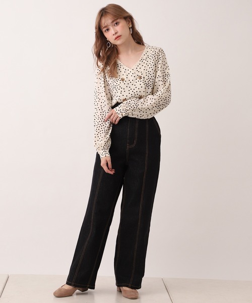 one after another NICE CLAUP(ワンアフターアナザーナイスクラップ)の「ハイウエストデニムパンツ(デニムパンツ・レディース・アイボリー/ネイビー/ベージュ/ブラック・SMALL/MEDIUM)」の18枚目の写真