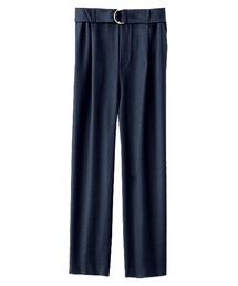 ウーリッシュ素材ベルト付ワイドパンツ56丈