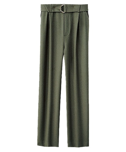 BELLUNA PLUS（ベルーナ）の「ウーリッシュ素材ベルト付ワイドパンツ５６丈（その他パンツ・レディース・キャメル/ピンク系その他/テラコッタ/ブラック/ネイビー/ベージュ/カーキ/オリーブ・SMALL/MEDIUM/LARGE/X-LARGE）」の4枚目の写真