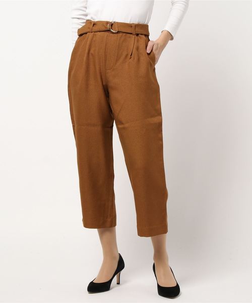 BELLUNA PLUS（ベルーナ）の「ウーリッシュ素材ベルト付ワイドパンツ５６丈（その他パンツ・レディース・キャメル/ピンク系その他/テラコッタ/ブラック/ネイビー/ベージュ/カーキ/オリーブ・SMALL/MEDIUM/LARGE/X-LARGE）」の22枚目の写真