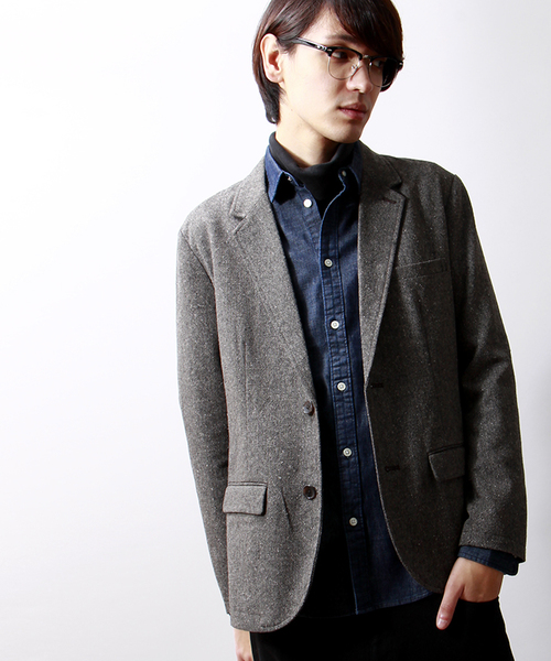 WEGO（ウィゴー）の「WEGO/ツイードテーラードジャケット（テーラードジャケット・メンズ・ダークグレー/ブラウン・MEDIUM/LARGE）」の2枚目の写真