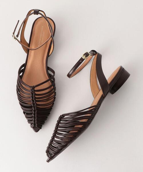 green label relaxing（グリーンレーベルリラクシング）の「★FFC ポインテッド ライン サンダル(2.5cmヒール)（サンダル・レディース・ダークブラウン/ベージュ/ゴールド・L/S/M）」の2枚目の写真