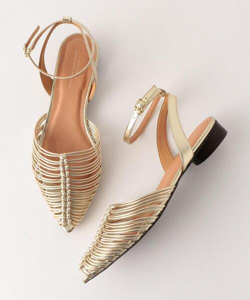 green label relaxing（グリーンレーベルリラクシング）の「★FFC ポインテッド ライン サンダル(2.5cmヒール)（サンダル・レディース・ダークブラウン/ベージュ/ゴールド・L/S/M）」の3枚目の写真