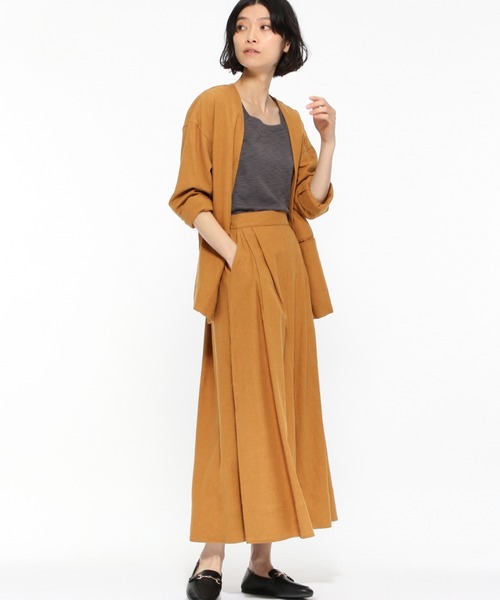 LAKOLE（ラコレ）の「ノーカラーオーバーサイズジャケット / LAKOLE（ノーカラージャケット・レディース・ベージュ/ブラウン/キャメル・SMALL/MEDIUM）」の5枚目の写真