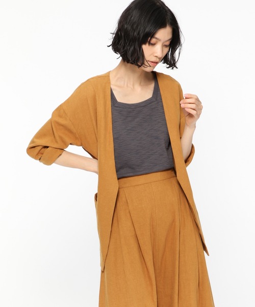 LAKOLE（ラコレ）の「ノーカラーオーバーサイズジャケット / LAKOLE（ノーカラージャケット・レディース・ベージュ/ブラウン/キャメル・SMALL/MEDIUM）」の9枚目の写真