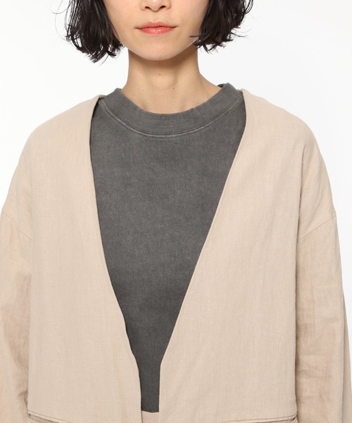 LAKOLE（ラコレ）の「ノーカラーオーバーサイズジャケット / LAKOLE（ノーカラージャケット・レディース・ベージュ/ブラウン/キャメル・SMALL/MEDIUM）」の15枚目の写真