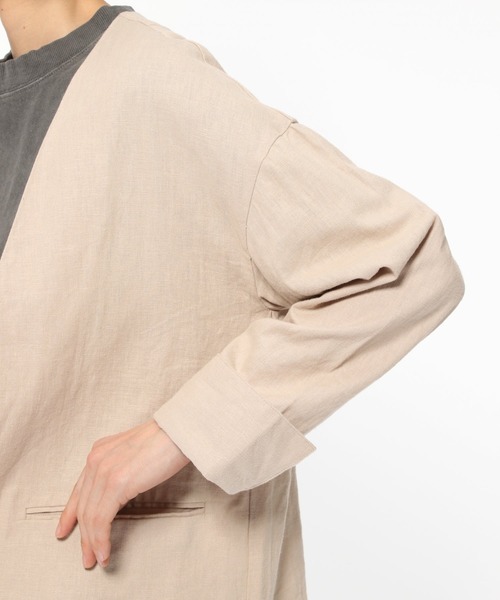 LAKOLE（ラコレ）の「ノーカラーオーバーサイズジャケット / LAKOLE（ノーカラージャケット・レディース・ベージュ/ブラウン/キャメル・SMALL/MEDIUM）」の16枚目の写真