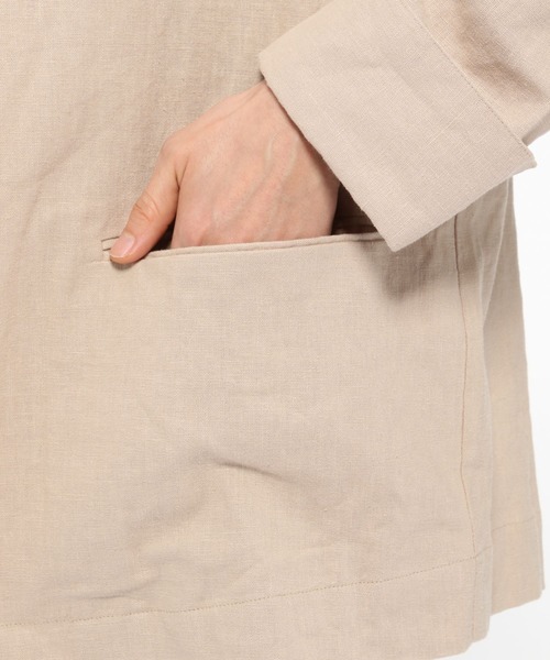 LAKOLE（ラコレ）の「ノーカラーオーバーサイズジャケット / LAKOLE（ノーカラージャケット・レディース・ベージュ/ブラウン/キャメル・SMALL/MEDIUM）」の18枚目の写真