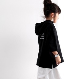 classicalelf | キッズサイドスリット バックロゴ入り無地ワイドプルオーバーパーカー(半袖)(パーカー)