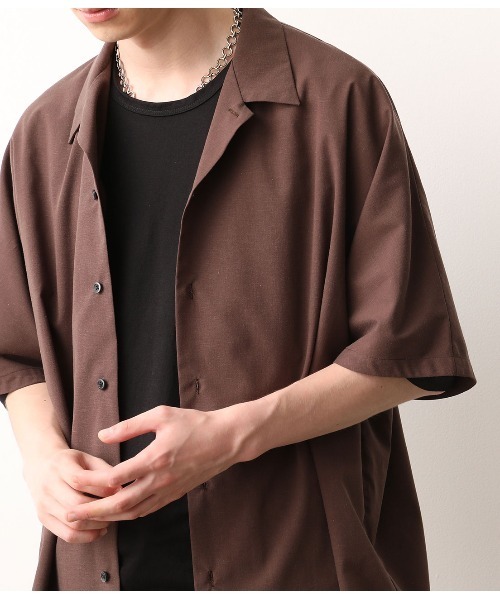 JUNRED（ジュンレッド）の「【セットアップ可能】エアリーストレッチドルマンシャツ（シャツ/ブラウス・メンズ・ホワイト/ブラウン/ブルー・S/M/L）」の7枚目の写真