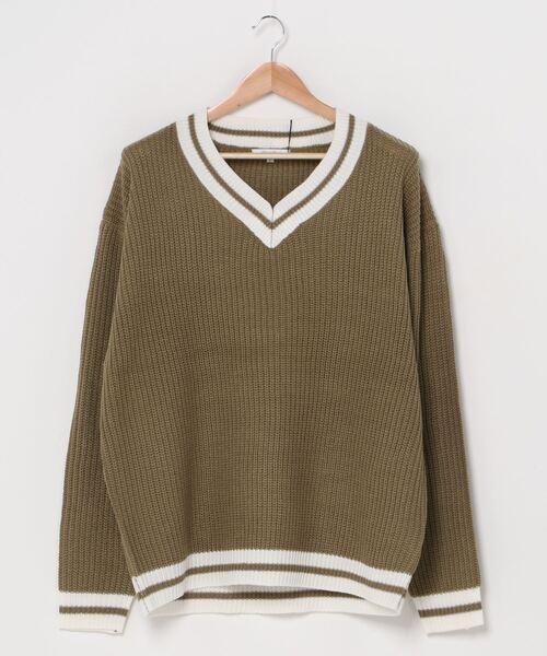 SUGGESTION（サジェッション）の「【SUGGESTION】チルデンビッグシルエット ローゲージニットセーター（ニット/セーター・メンズ・ブラック/ベージュ・M/L）」の4枚目の写真