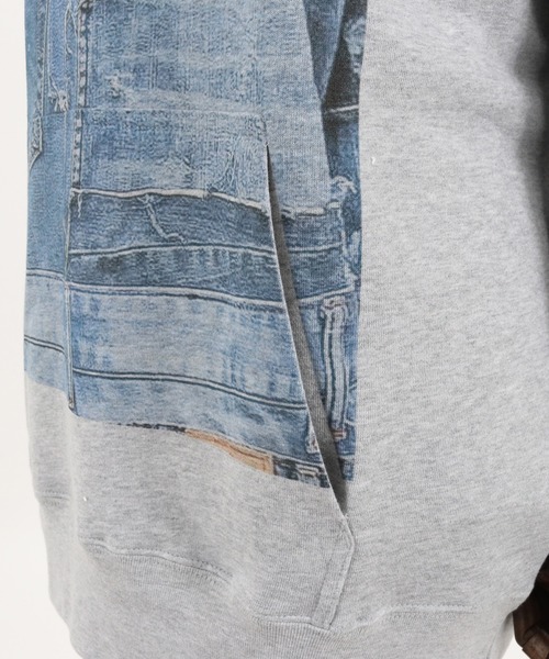 Jih Nunc(ジーヌンク)の「mpa2398-プリントプルパーカー -Logo×Denim-(パーカー・メンズ・グレー/ホワイト・M/L)」の13枚目の写真