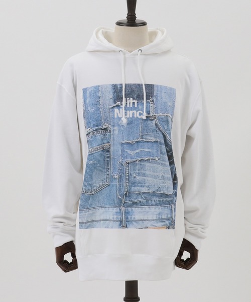 Jih Nunc(ジーヌンク)の「mpa2398-プリントプルパーカー -Logo×Denim-(パーカー・メンズ・グレー/ホワイト・M/L)」の16枚目の写真