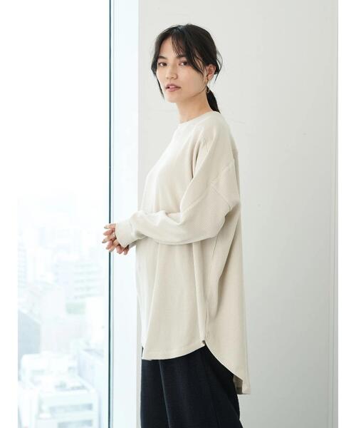 AMERICAN HOLIC（アメリカンホリック）の「切り替えワッフルリブカットチュニック　＊（Tシャツ/カットソー・レディース・ライトグレー/ブラック/モカ・FREE）」の7枚目の写真