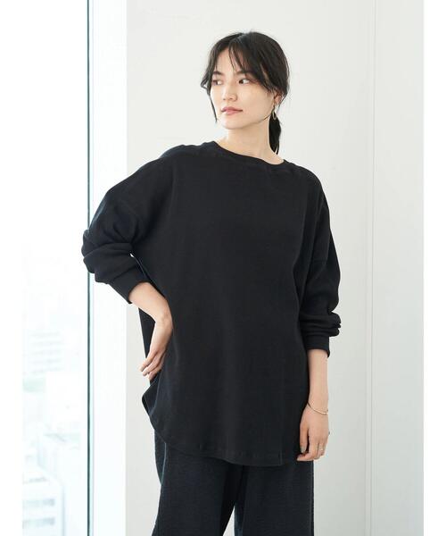 AMERICAN HOLIC（アメリカンホリック）の「切り替えワッフルリブカットチュニック　＊（Tシャツ/カットソー・レディース・ライトグレー/ブラック/モカ・FREE）」の8枚目の写真