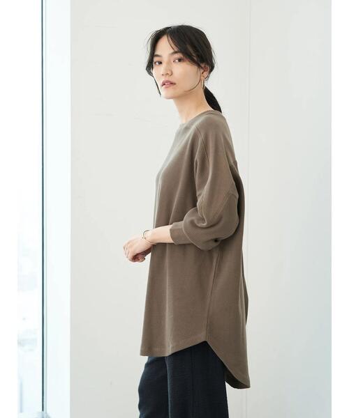 AMERICAN HOLIC（アメリカンホリック）の「切り替えワッフルリブカットチュニック　＊（Tシャツ/カットソー・レディース・ライトグレー/ブラック/モカ・FREE）」の17枚目の写真