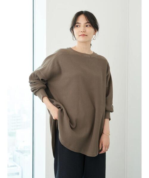 AMERICAN HOLIC（アメリカンホリック）の「切り替えワッフルリブカットチュニック　＊（Tシャツ/カットソー・レディース・ライトグレー/ブラック/モカ・FREE）」の18枚目の写真