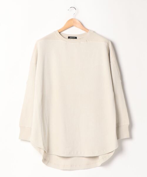 AMERICAN HOLIC（アメリカンホリック）の「切り替えワッフルリブカットチュニック　＊（Tシャツ/カットソー・レディース・ライトグレー/ブラック/モカ・FREE）」の6枚目の写真