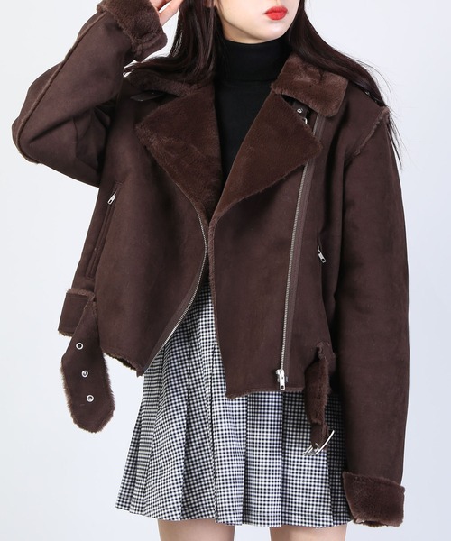 WC（ダブル シー）の「WC/フェイクムートンコート（ムートンコート・レディース・ブラック/ブラウン/ライトパープル・FREE）」の3枚目の写真