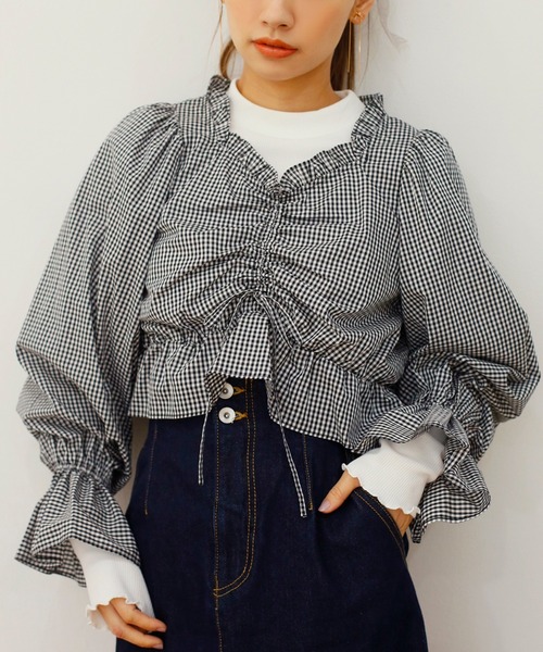 one after another NICE CLAUP(ワンアフターアナザーナイスクラップ)の「vintage風セットブラウス(シャツ/ブラウス・レディース・オフホワイト/ブラック/ブルー/チェック・FREE)」の4枚目の写真