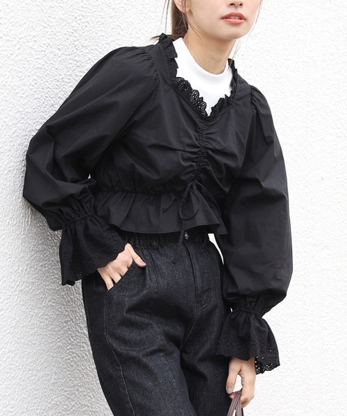 one after another NICE CLAUP(ワンアフターアナザーナイスクラップ)の「vintage風セットブラウス(シャツ/ブラウス・レディース・オフホワイト/ブラック/ブルー/チェック・FREE)」の1枚目の写真