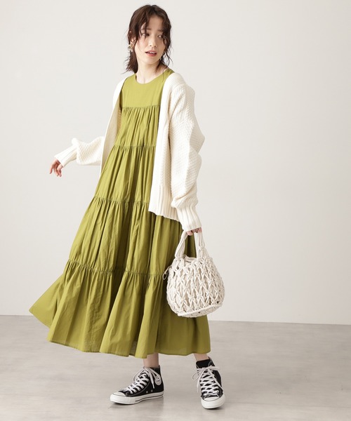 N.（N. Natural Beauty Basic）（エヌエヌナチュラルビューティーベーシック）の「◆コットンローンティアードワンピース（ワンピース・レディース・ベージュ/ライトグリーン/スミクロ・MEDIUM）」の4枚目の写真