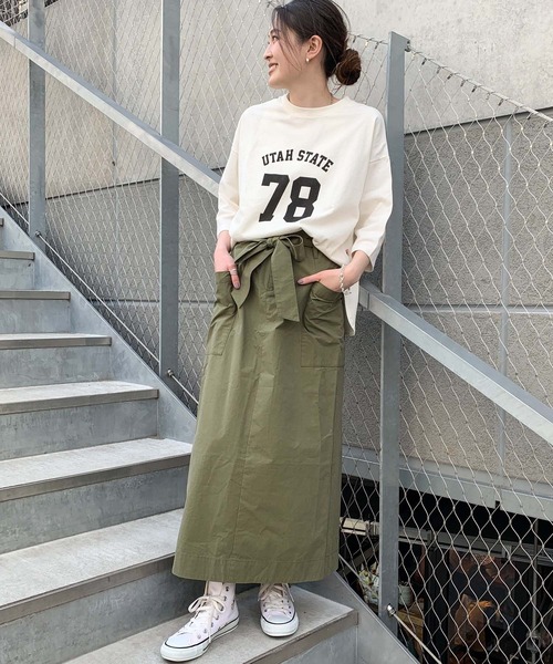 CIAOPANIC TYPY（チャオパニックティピー）の「USAコットン7分袖ナンバリングTee（Tシャツ/カットソー・レディース・オフホワイト/チャコールグレー/グリーン・ONE SIZE）」の19枚目の写真