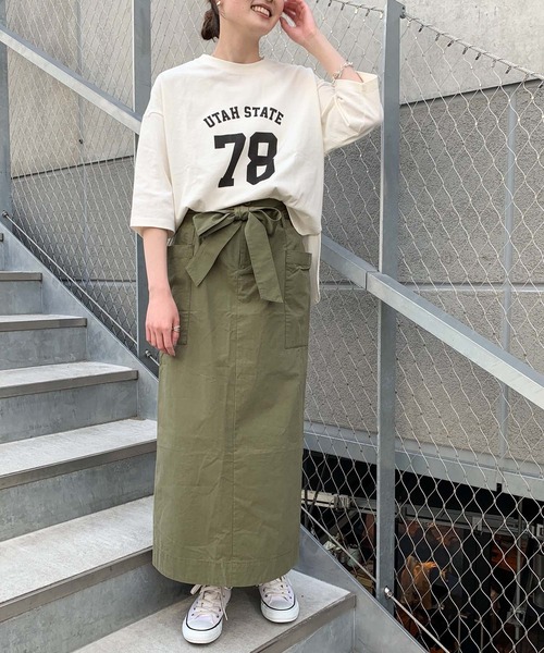 CIAOPANIC TYPY（チャオパニックティピー）の「USAコットン7分袖ナンバリングTee（Tシャツ/カットソー・レディース・オフホワイト/チャコールグレー/グリーン・ONE SIZE）」の7枚目の写真