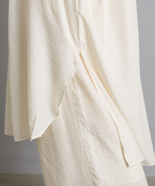 OMNES Another Edition（オムネス アナザーエディション）の「気流染めシルクタッチ バンドカラーギャザーフレンチスリーブシャツワンピース（ワンピース・レディース・アイボリー/ブラック/ラベンダー/イエロー・FREE）」の11枚目の写真