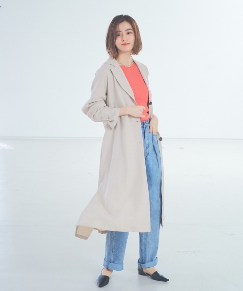 abahouse mavie（アバハウスマヴィ）の「ヴィンテージツイル ソフトトレンチコート（トレンチコート・レディース・ベージュ/サックスブルー/ブラウン・36/38）」の3枚目の写真