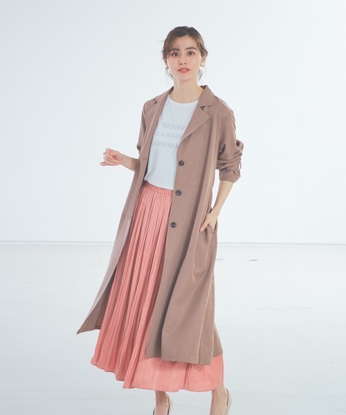abahouse mavie（アバハウスマヴィ）の「ヴィンテージツイル ソフトトレンチコート（トレンチコート・レディース・ベージュ/サックスブルー/ブラウン・36/38）」の2枚目の写真