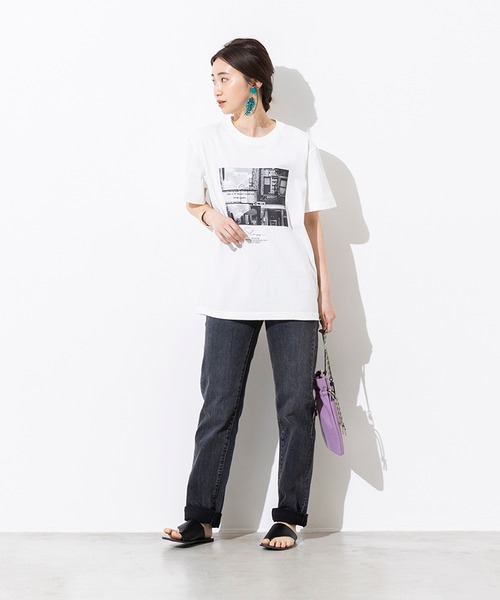 hunch（ハンチ）の「綿100% やわらかコットン フォトプリント Tシャツ（Tシャツ/カットソー・レディース・ホワイト/チャコール・FREE）」の18枚目の写真