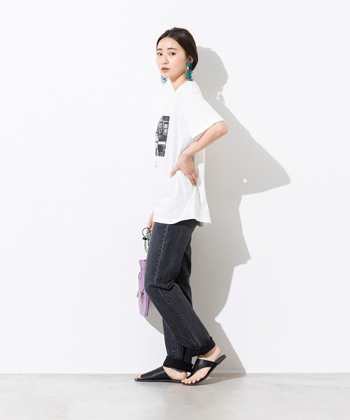 hunch（ハンチ）の「綿100% やわらかコットン フォトプリント Tシャツ（Tシャツ/カットソー・レディース・ホワイト/チャコール・FREE）」の8枚目の写真