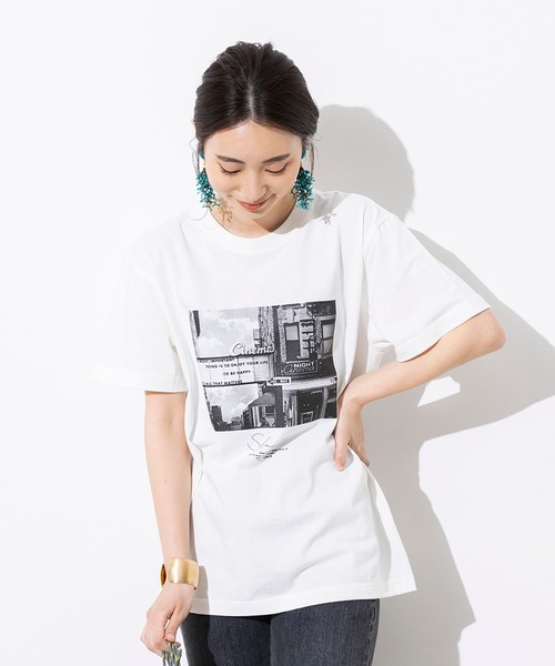 hunch（ハンチ）の「綿100% やわらかコットン フォトプリント Tシャツ（Tシャツ/カットソー・レディース・ホワイト/チャコール・FREE）」の22枚目の写真