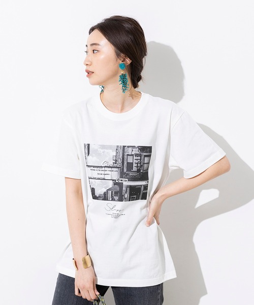 hunch（ハンチ）の「綿100% やわらかコットン フォトプリント Tシャツ（Tシャツ/カットソー・レディース・ホワイト/チャコール・FREE）」の7枚目の写真