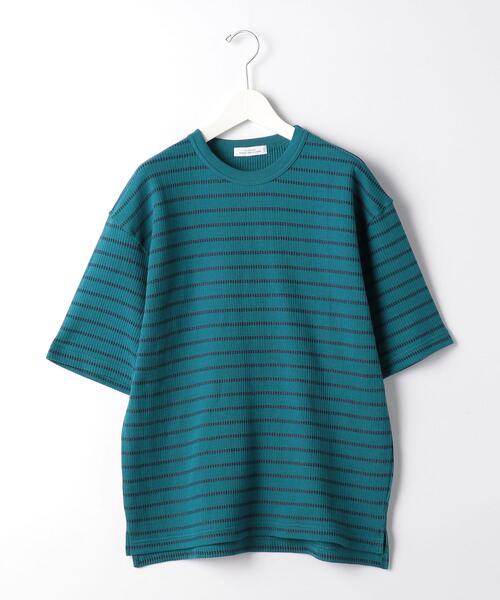 green label relaxing（グリーンレーベルリラクシング）の「OLT SC コードボーダー クルーネック 半袖 カットソー（Tシャツ/カットソー・メンズ・ネイビー/ホワイト/ターコイズブルー・LARGE/MEDIUM/SMALL）」の9枚目の写真