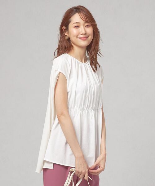 THE STATION STORE(ザ ステーション ストア)の「<closet story>バックドッキング ウエストギャザー FSLカットソー(Tシャツ/カットソー・レディース・ホワイト/モカ・FREE)」の2枚目の写真