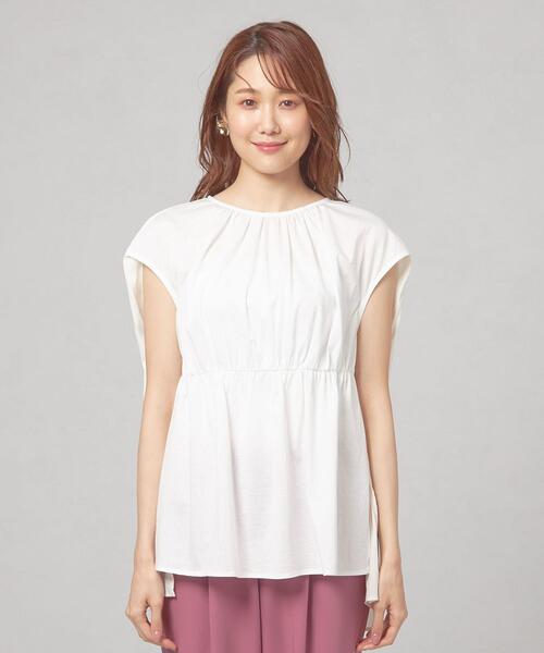 THE STATION STORE(ザ ステーション ストア)の「<closet story>バックドッキング ウエストギャザー FSLカットソー(Tシャツ/カットソー・レディース・ホワイト/モカ・FREE)」の6枚目の写真