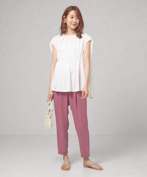 THE STATION STORE(ザ ステーション ストア)の「<closet story>バックドッキング ウエストギャザー FSLカットソー(Tシャツ/カットソー・レディース・ホワイト/モカ・FREE)」の9枚目の写真