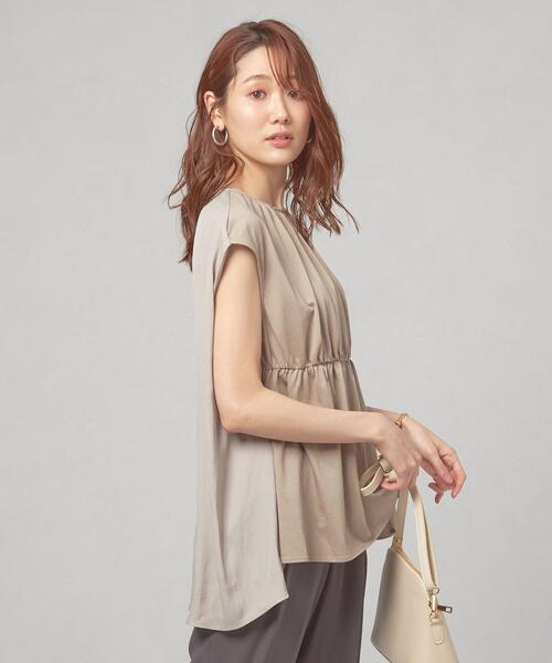 THE STATION STORE(ザ ステーション ストア)の「<closet story>バックドッキング ウエストギャザー FSLカットソー(Tシャツ/カットソー・レディース・ホワイト/モカ・FREE)」の7枚目の写真