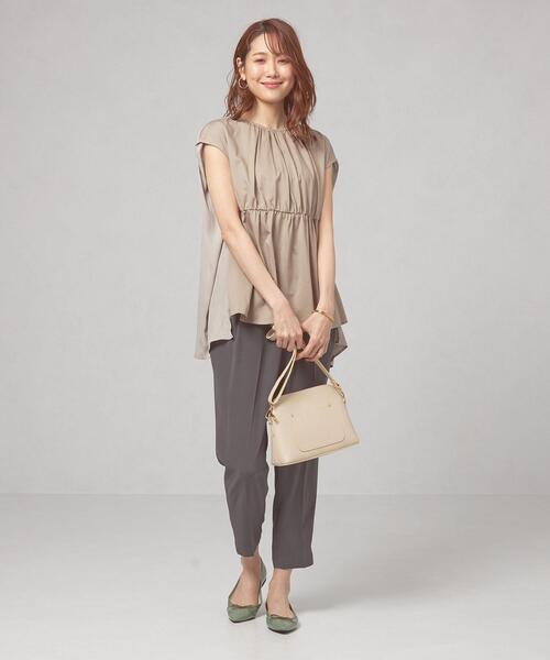 THE STATION STORE(ザ ステーション ストア)の「<closet story>バックドッキング ウエストギャザー FSLカットソー(Tシャツ/カットソー・レディース・ホワイト/モカ・FREE)」の3枚目の写真