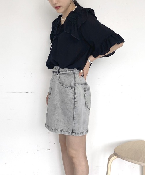 AS KNOW AS PINKY（アズノゥアズピンキー）の「着まわしデイリーミニスカート（デニムスカート・レディース・ブラック系/ブルー/オフホワイト/ケミカルウォッシュ・FREE）」の17枚目の写真