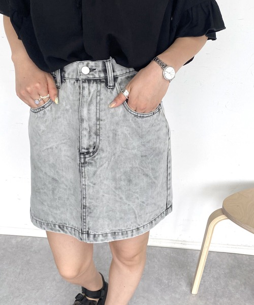 AS KNOW AS PINKY（アズノゥアズピンキー）の「着まわしデイリーミニスカート（デニムスカート・レディース・ブラック系/ブルー/オフホワイト/ケミカルウォッシュ・FREE）」の11枚目の写真