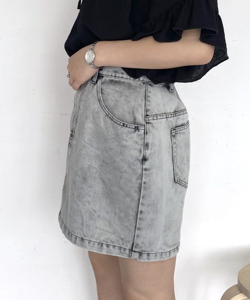 AS KNOW AS PINKY（アズノゥアズピンキー）の「着まわしデイリーミニスカート（デニムスカート・レディース・ブラック系/ブルー/オフホワイト/ケミカルウォッシュ・FREE）」の13枚目の写真