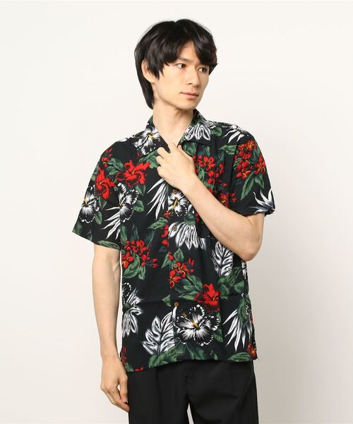 SITRY（シトリー）の「patterned all over Open Collar aloha shirt/総柄 オープンカラー アロハシャツ（シャツ/ブラウス・メンズ・ネイビー/ホワイト系その他3/ブラック系その他6/ブラック系その他3/ホワイト系その他2/ブラック系その他4/サックスブルー/ブラック系その他/ホワイト系その他/ブラック系その他5/ダークグリーン・L/LL/M/S）」の5枚目の写真
