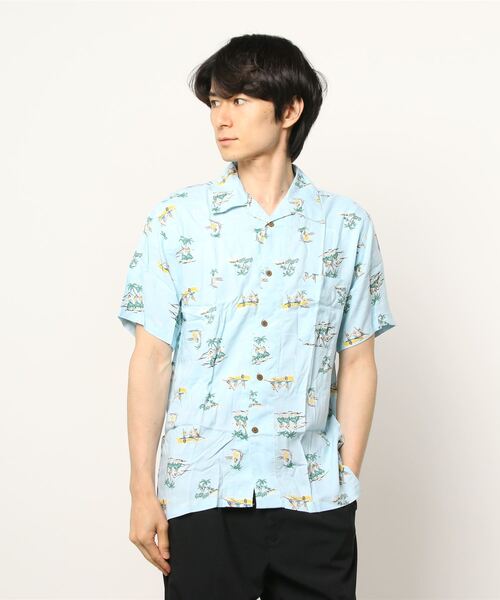SITRY（シトリー）の「patterned all over Open Collar aloha shirt/総柄 オープンカラー アロハシャツ（シャツ/ブラウス・メンズ・ネイビー/ホワイト系その他3/ブラック系その他6/ブラック系その他3/ホワイト系その他2/ブラック系その他4/サックスブルー/ブラック系その他/ホワイト系その他/ブラック系その他5/ダークグリーン・L/LL/M/S）」の11枚目の写真