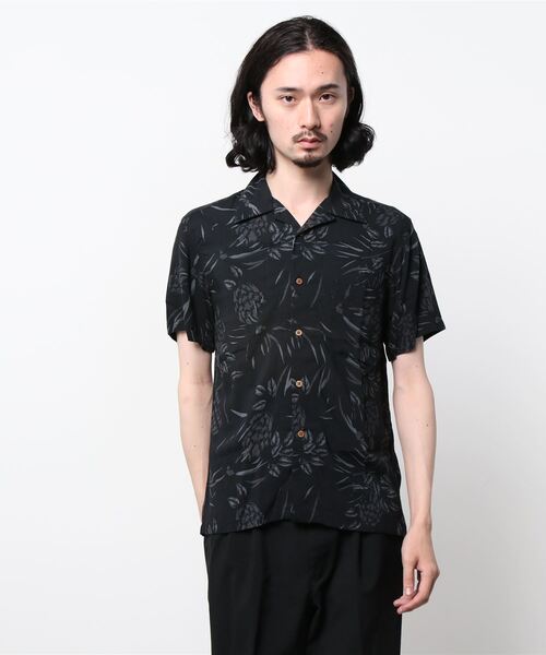 SITRY（シトリー）の「patterned all over Open Collar aloha shirt/総柄 オープンカラー アロハシャツ（シャツ/ブラウス・メンズ・ネイビー/ホワイト系その他3/ブラック系その他6/ブラック系その他3/ホワイト系その他2/ブラック系その他4/サックスブルー/ブラック系その他/ホワイト系その他/ブラック系その他5/ダークグリーン・L/LL/M/S）」の8枚目の写真