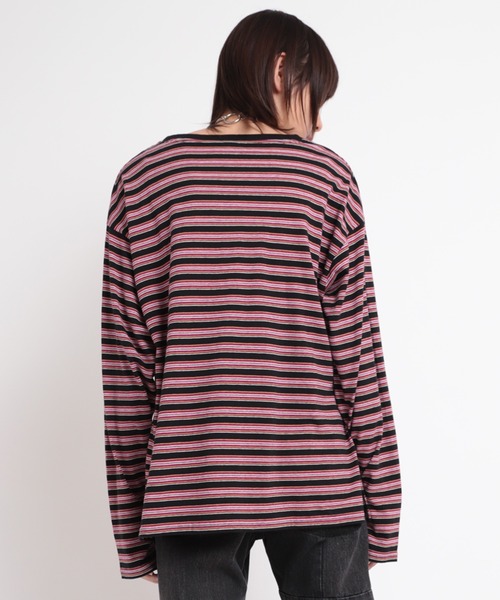 RNA-N｜マルチボーダーロングルーズTシャツ | Rakuten Fashion
